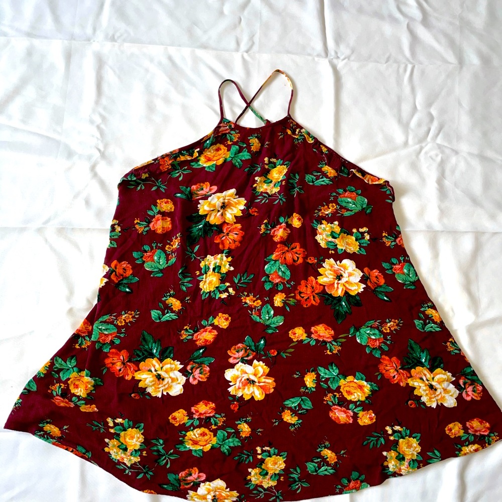 Soft cover up maroon floral dress